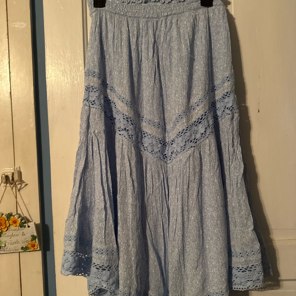 American Eagle Outfitters Light Blue Lace Midi Skirt